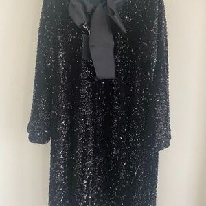 Brand New with tag black sequence dress with satin bow size 2Xl